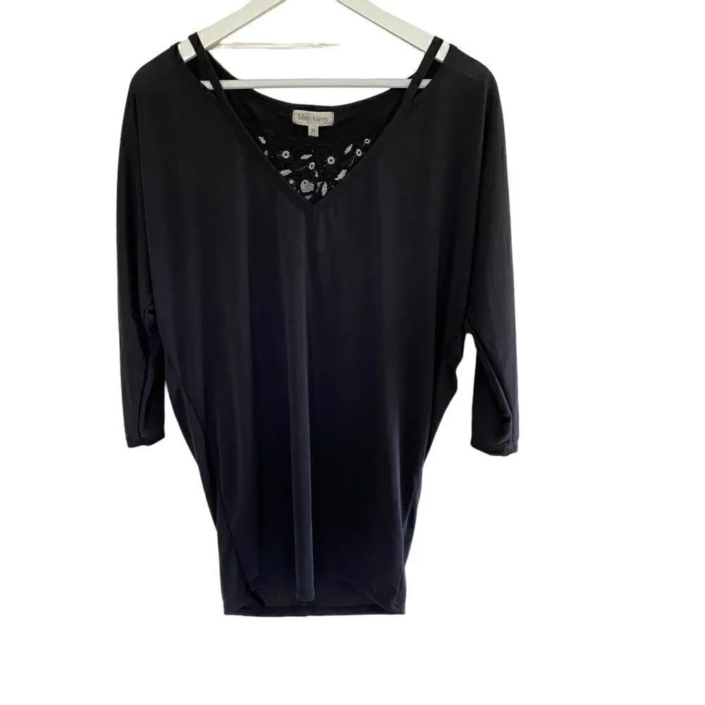 blue/Grey Nordstrom black long sleeve drop sleeve medium